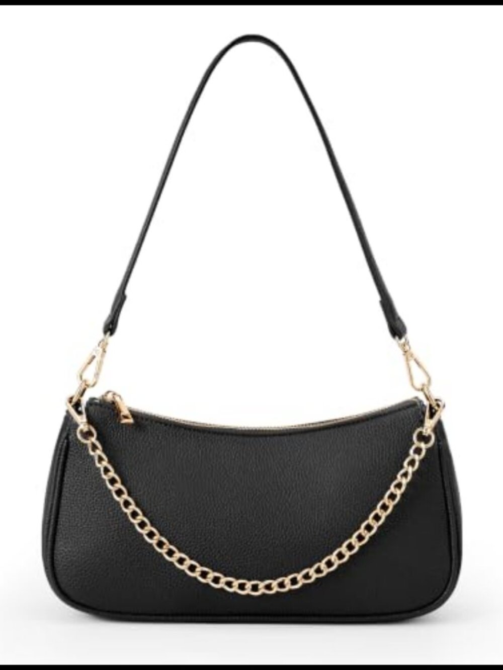 Vegan Leather Shoulder Bag Underarm Purse Detachable Chain